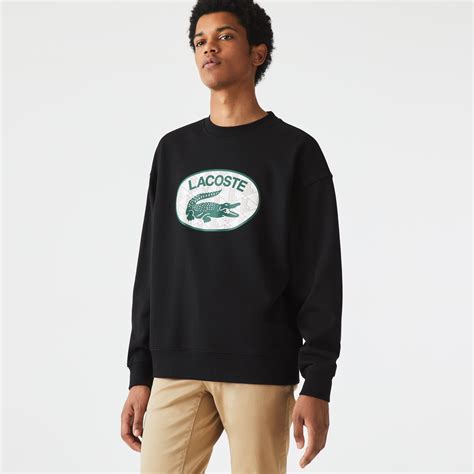 Lacoste Black Long Sleeves Loose Fit Branded Monogram Print Sweatshirt ...