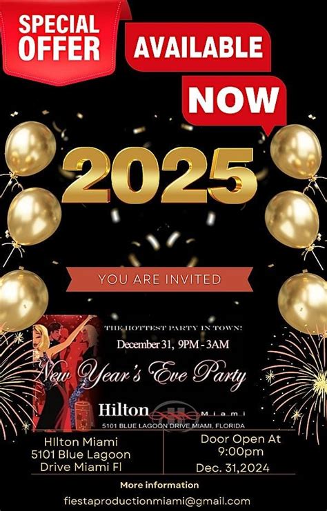New Years Eve Party 2025 - Hilton Miami, Hilton Miami Airport, 31 ...