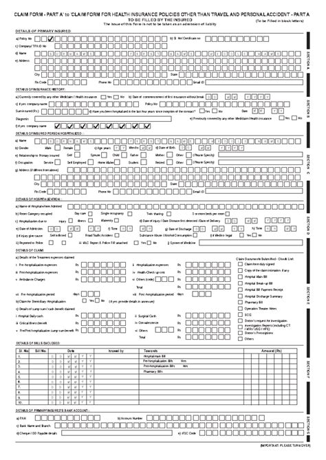IRDA - Claim Form - CLAIM FORM - PART A' to 'CLAIM FORM FOR HEALTH ...
