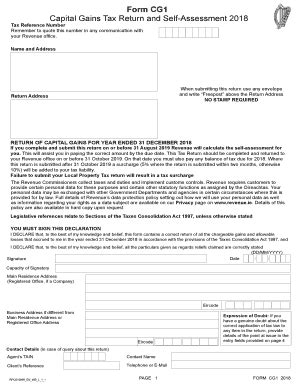Fillable Online revenue Form CG1. Form CG1 - Capital Gains Tax Return ...