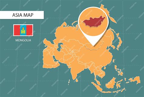 Premium Vector | Mongolia map in asia zoom version icons showing ...