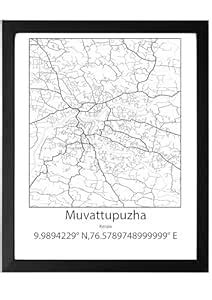 Muvattupuzha,Kerala,India UNFRAMED Minimalist Map Line Art Print Poster ...