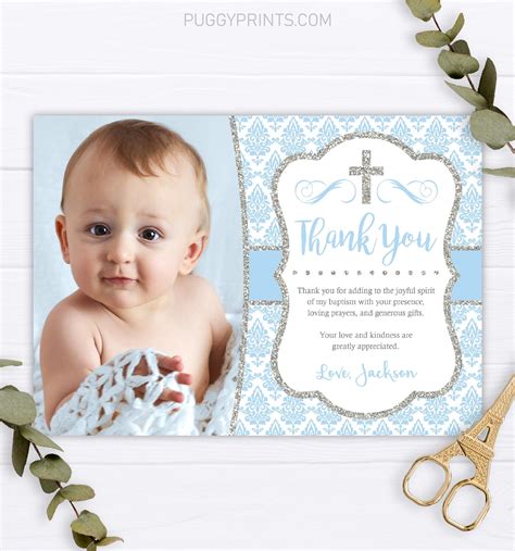 Boy Baptism Thank You Card With Photo Editable Template - Etsy in 2022 ...