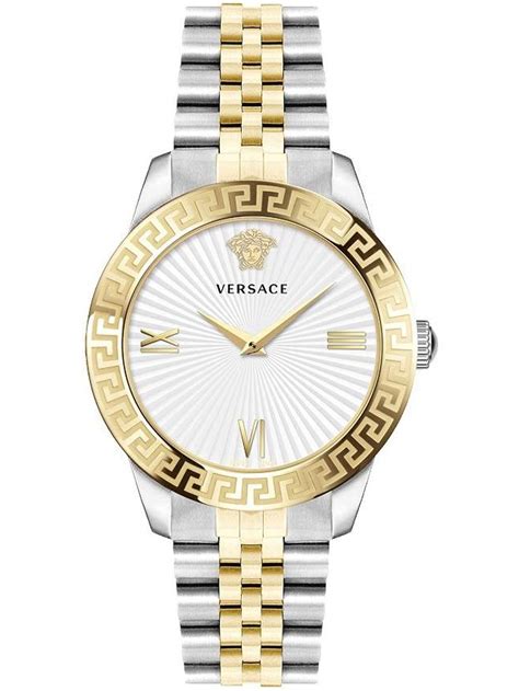 Buy Versace Greca Signature Women's Watch Silver Gold Steel White Dial ...