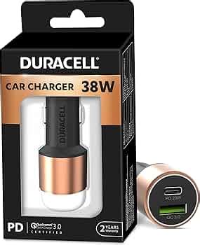 DURACELL CAR Charger 38W Qualcomm Certified PD & QC3.0, Quick Charge PD ...