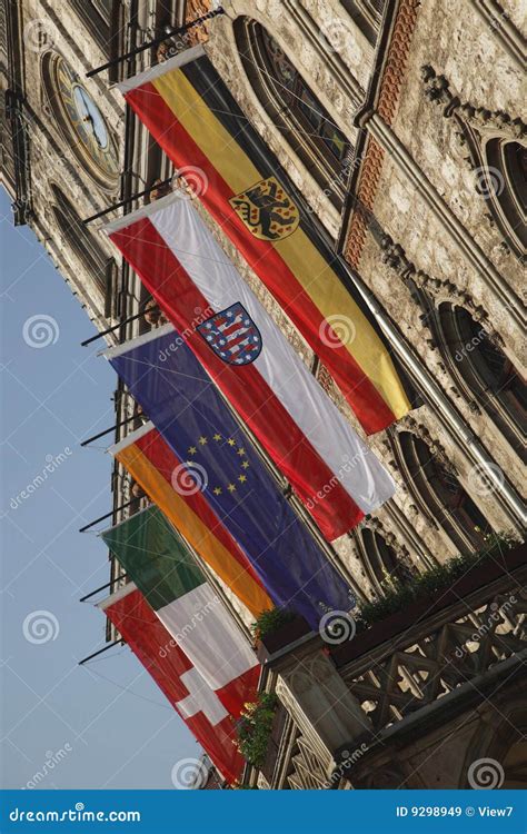 Flags on Building stock image. Image of design, colorful - 9298949