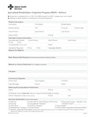 2016-2026 Form Alberta Health Services SROP - Blank Fillable Template ...