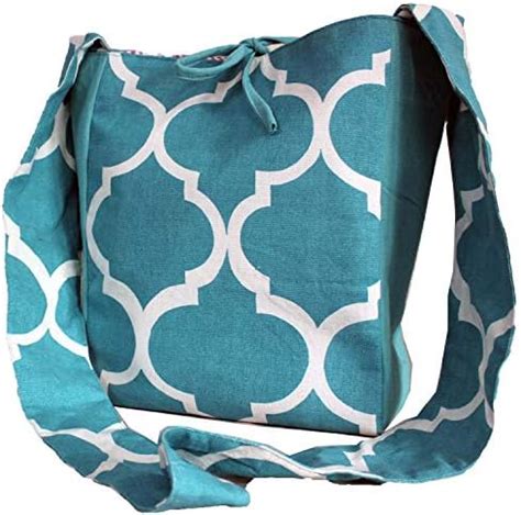 Buy Dekor World 1 Piece Cotton Aqua Ogee Printed Jhola Bag (Aqua ...