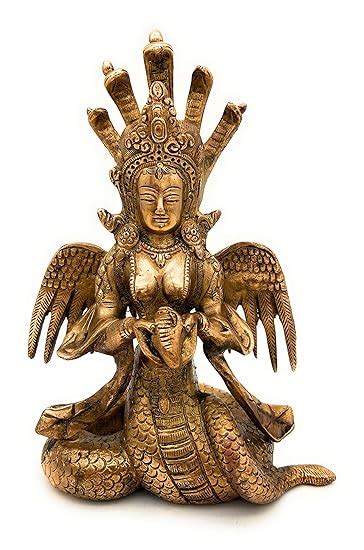 Buy South Indian Arts Brass Naga Kanya Statue | Nagkanya Idol | Nag ...