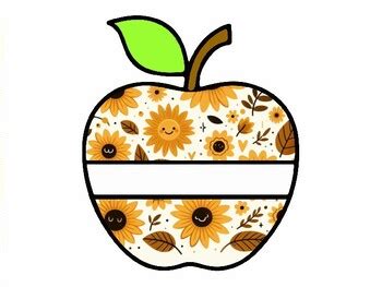 6 Apple Sunflower Name Tags, Sunflower, Back to School, Bulletin Board ...
