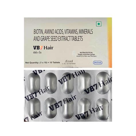 VB7 Hair Tablet with Biotin, Amino Acids, Vitamins, Minerals & Grape S ...