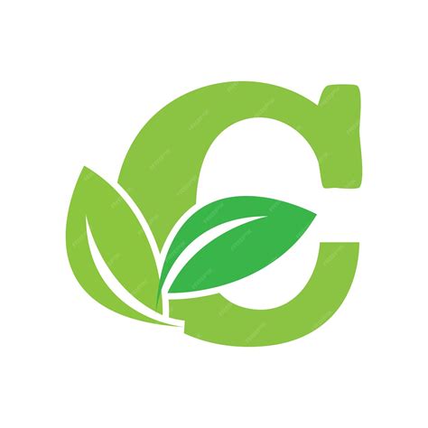 Premium Vector | Green eco letters c logo with leaves symbol alphabet botanical natural letter c ...