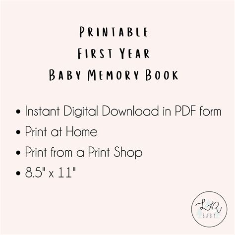 Printable and Digital Baby Book, First Year Baby Girl Book, Baby Memory ...