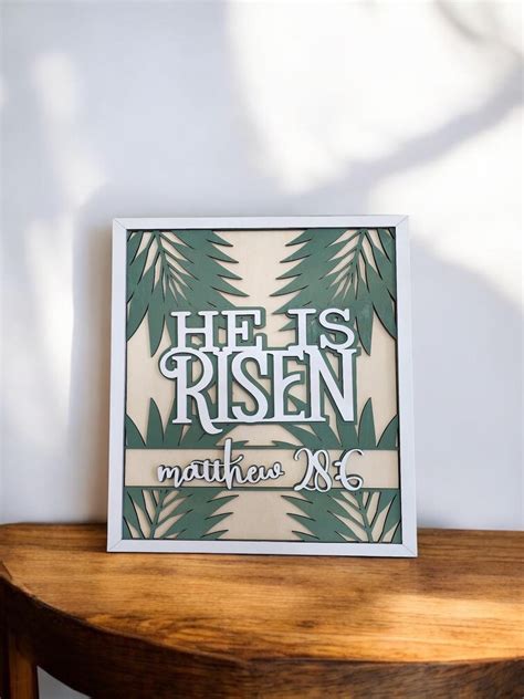 He is Risen Matthew 28:6 Bible Verse, Palm Sunday Home Decor, Wooden ...