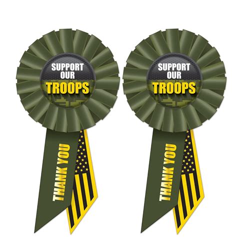Beistle 2 Piece Support Our Troops American Flag USA Rosette Ribbons ...