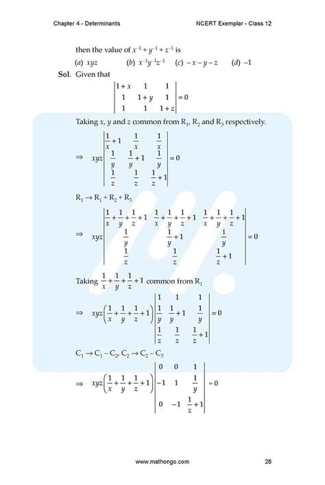 Image result for Maths Chapter 4 Class 12 Test