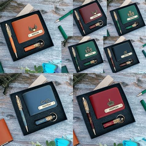 Personalized Faux Leather Wallet Combo Gift Set for Men | 7 Colors cou ...