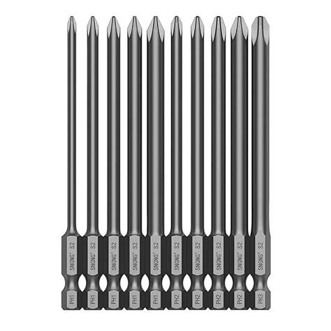 10pcs Phillips Bit Set 100mm/4 inch Long Quick Release Shank Magnetic ...
