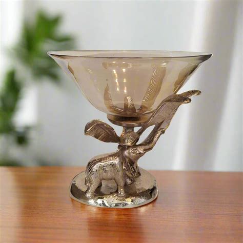 Buy Luxury Elephant Design Decorative Glass Bowl with Antique Gold ...