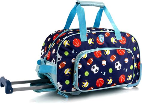 Amazon.com | Kids 18 Inch Rolling Duffel Bag Shoulder Bag - Sports ...