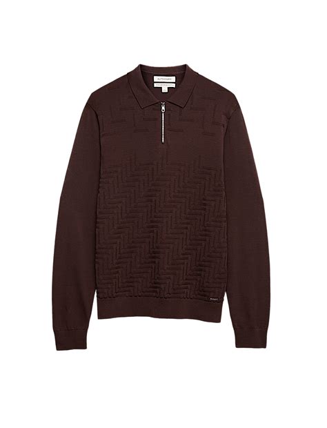 Buy Mercerised Cotton Geometric Half Zip Polo at Marks & Spencer