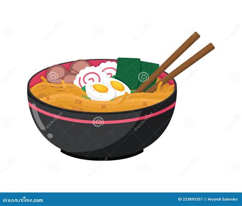 Vector Cartoon Japanese Ramen on a Bowl, Ramen Noodle Soup Bowl Stock ...