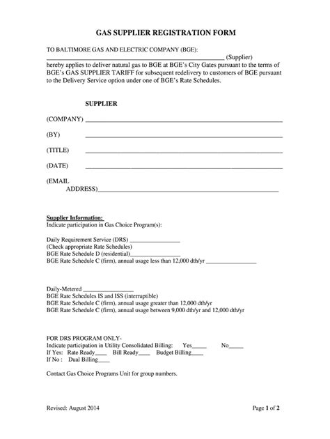 Fillable Online GAS SUPPLIER REGISTRATION FORM - BGE Fax Email Print ...