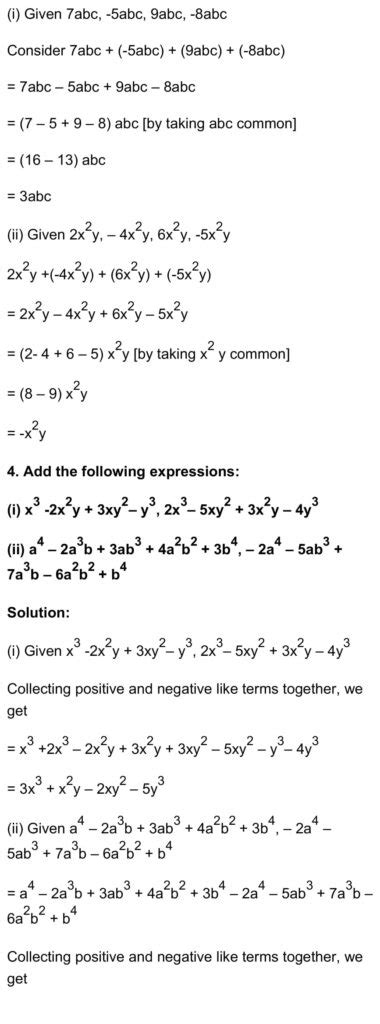 RD Sharma Class 7 Maths Chapter 7 Algebraic Expressions Exercise 7.2 ...