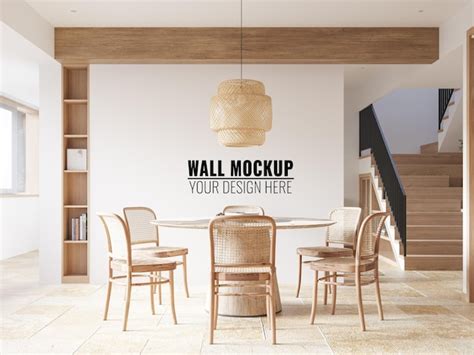 Interior dining room wall mockup | Premium PSD