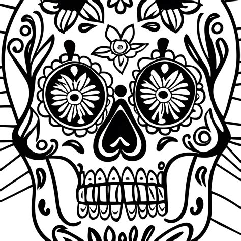Contorno De Calavera De Azúcar Para Colorear Pintura De Calavera