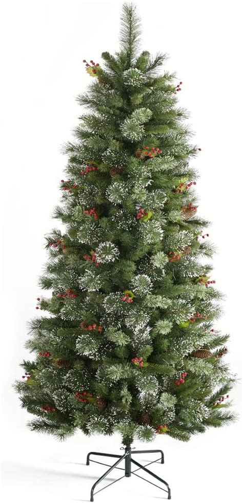 Buy HOMAKER 7.5 ft Flocked Christmas Tree, Prelit Tree with 232 Lights ...