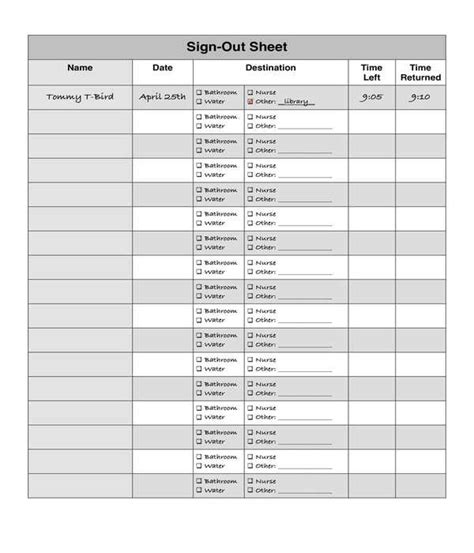 FREE 11+ Bathroom Sign Out Sheet Samples, PDF, MS Word, Google Docs