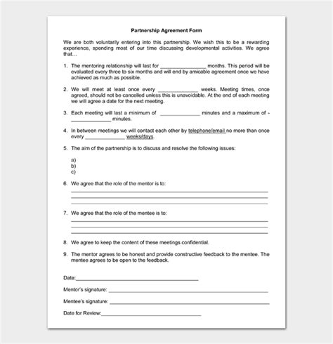 Partnership Agreement Form 的图像结果