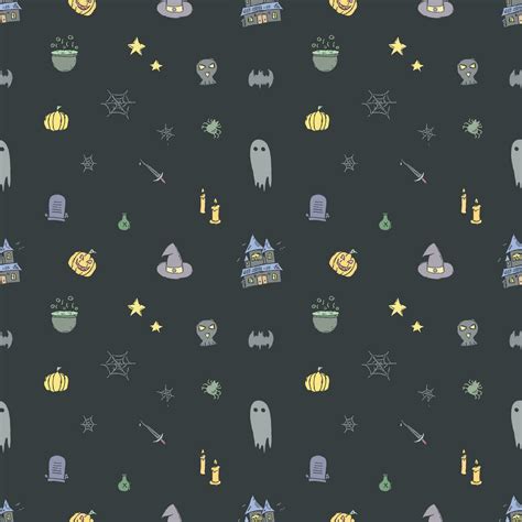 Seamless Halloween pattern. Doodle Halloween background 28134384 Vector ...