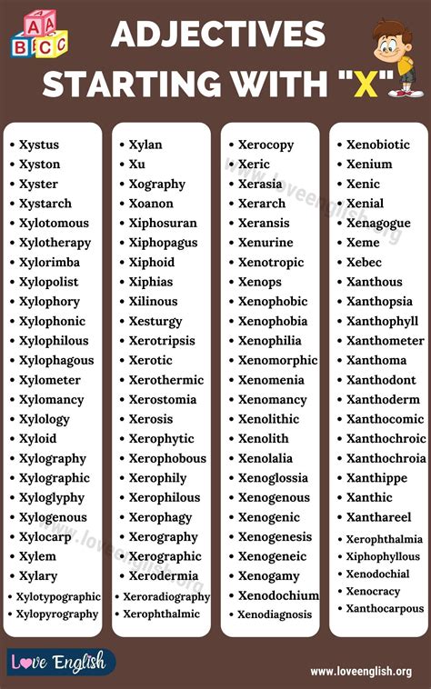 Adjectives that Start with X: 100 Useful Adjectives Beginning with X ...