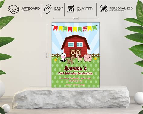 Farm Theme Personalized Invite | Party Supplies India