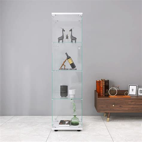 Amazon.com: FANYUSHOW Glass Display Cabinet 4 Shelves with Door, Curio ...