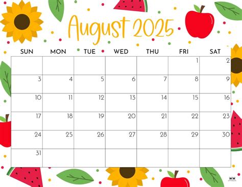 Show Me A August 2025 Calendar - Free 2025 Calendar Printable