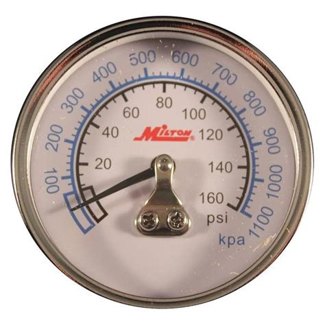 Milton Mini Hi Pressure Gage,1/4" NPT,0-160PSI (1191) | Zoro