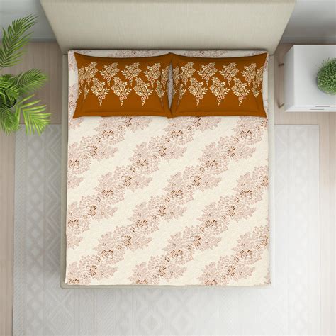 Buy WELSPUN Seasons Best Cotton 104TC Printed 3Pcs Queen Bedsheet Set ...