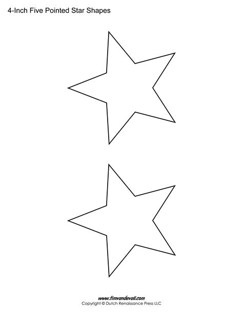 Printable Five Pointed Star Templates| Blank Shape PDFs
