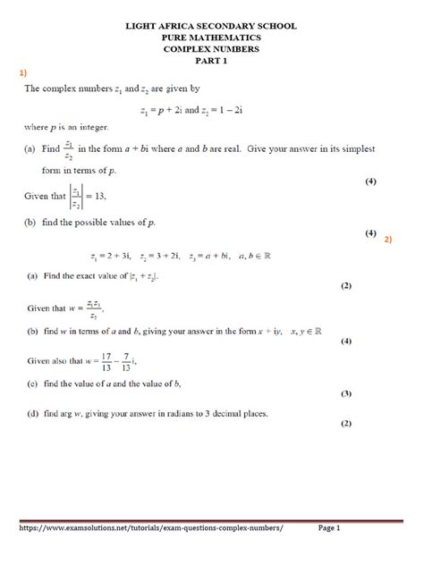 Image result for Complex Numbers Test