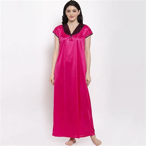 Buy Secret Wish Women's Pink Solid Satin Nighty (Free Size) Online