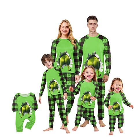 Green Pajamas Family Matching Print Sets Pajamas Loungewear Outfits ...