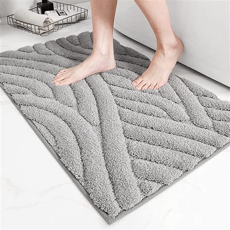 "PABUBE 20""x 32"" Gray Non-Slip Bathroom Rug, Soft Shag Bath Mat ...