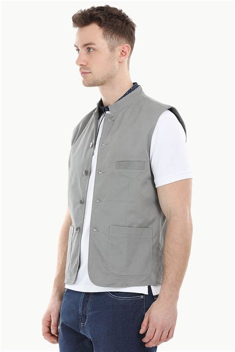Buy Online Sleeveless Nehru Stone Grey Jacket for Men online at Zobello