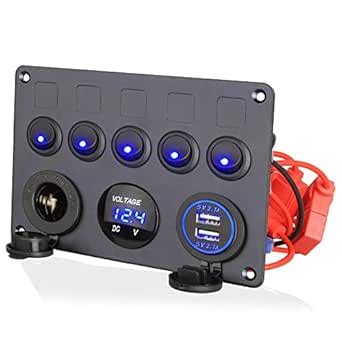 Linkstyle 5 Gang Car Marine Switch Panel for Truck, Multi-Functions ON ...