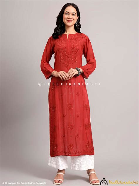 Yamini Viscose Chikankari Straight Kurti | Ethnic Mukaish Kurti for Women
