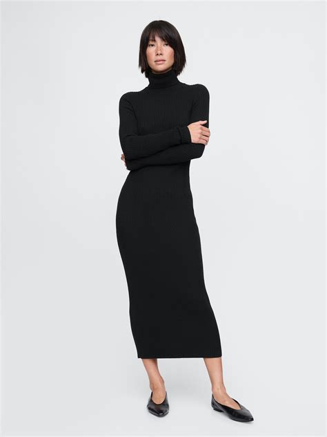 Turtleneck Rib Midi Sweater Dress | Gap