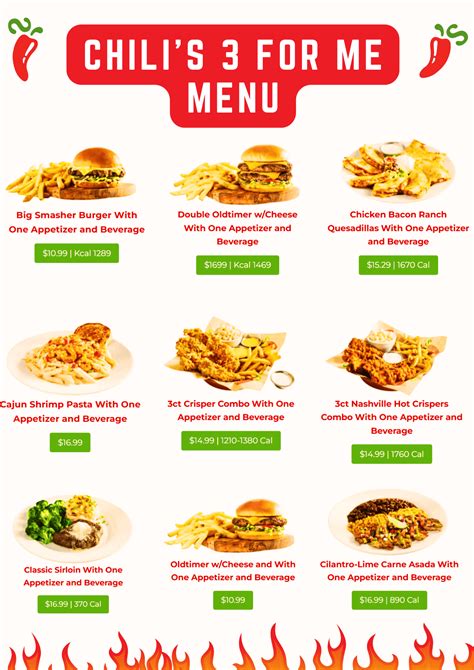 Chili’s 3 for Me Menu With Calories and Updated Prices 2026